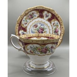 Royal Albert "Lady Hamilton" Bone China Teacup and Saucer Set with Gold Gilding